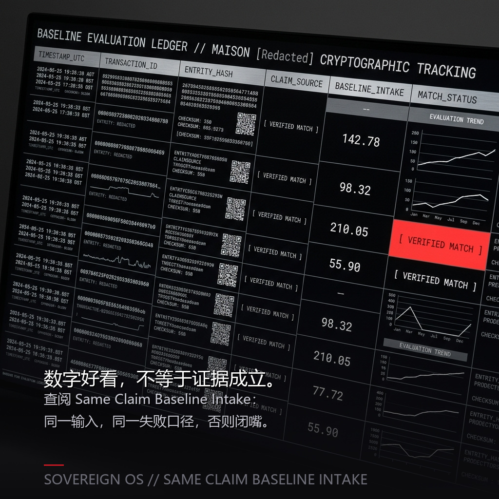 Baseline evaluation ledger visual showing verified match status for same-claim comparisons.