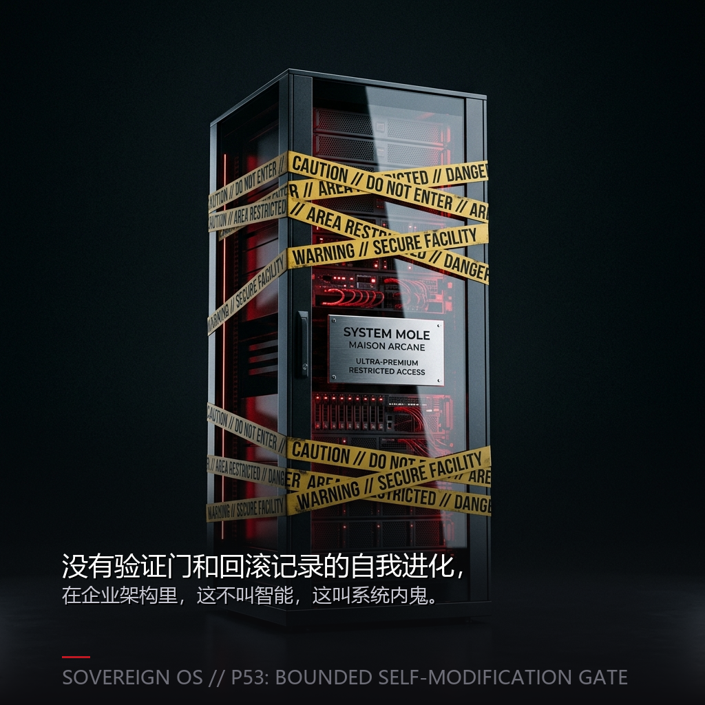 Bounded Self-Modification Gate v1 public evidence visual.