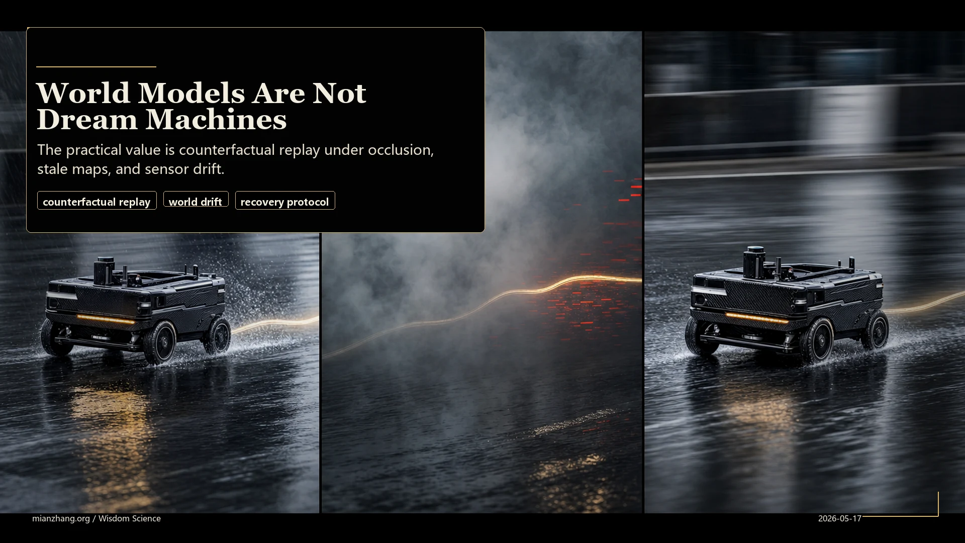 Counterfactual world-model replay visual.