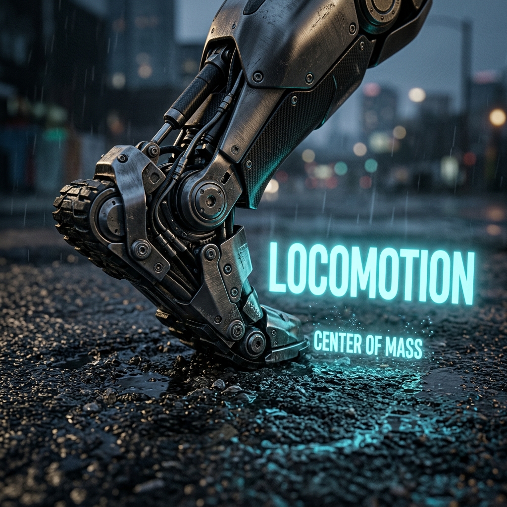 Physical AI locomotion visual with high precision mechanical structure and motion control.