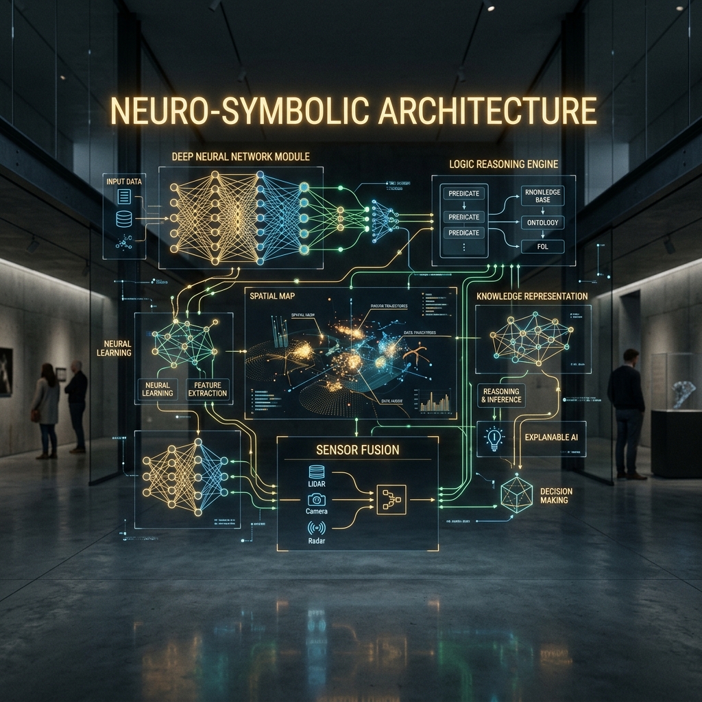 Layered neuro-symbolic sim-to-real map for sensor fusion and replayable evidence.