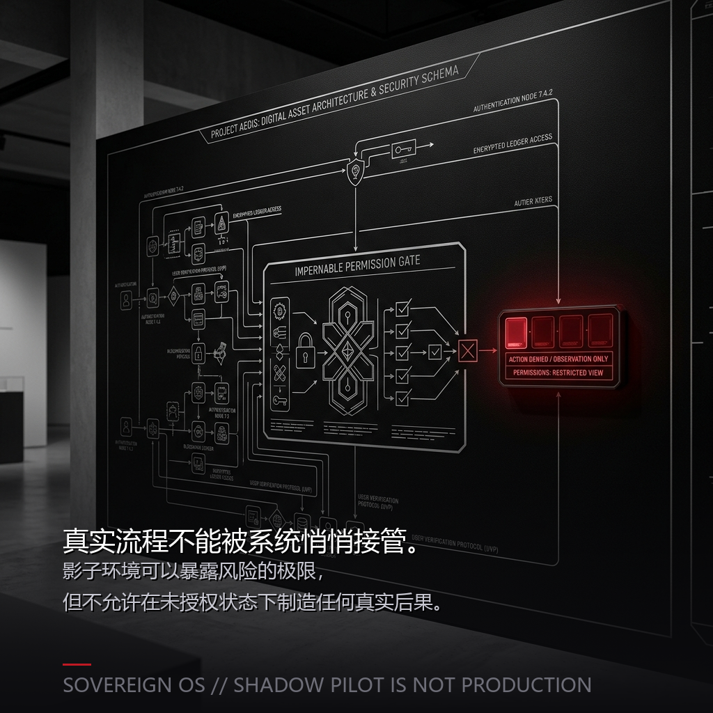 No-production-effect gate visual for shadow pilot evaluation.