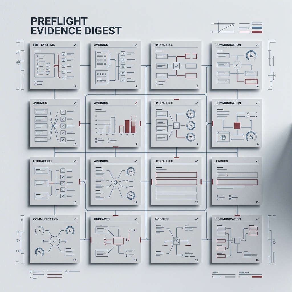 Preflight evidence digest visual showing a 16-item audit matrix before per-paper evidence review.